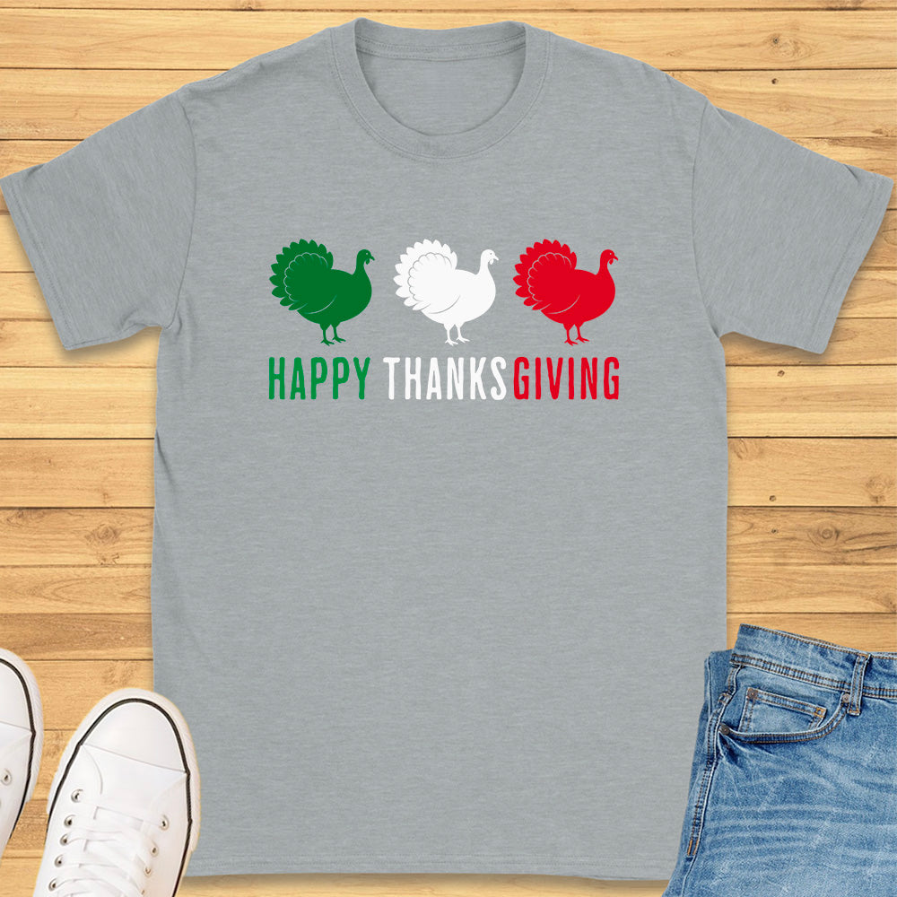 Happy Thanksgiving Tricolore Turkeys T-Shirt