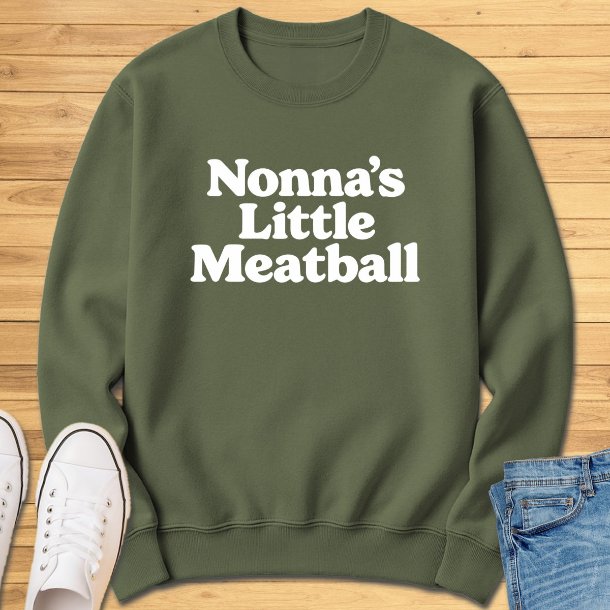 Nonna's Little Meatball Sweatshirt - Military Green