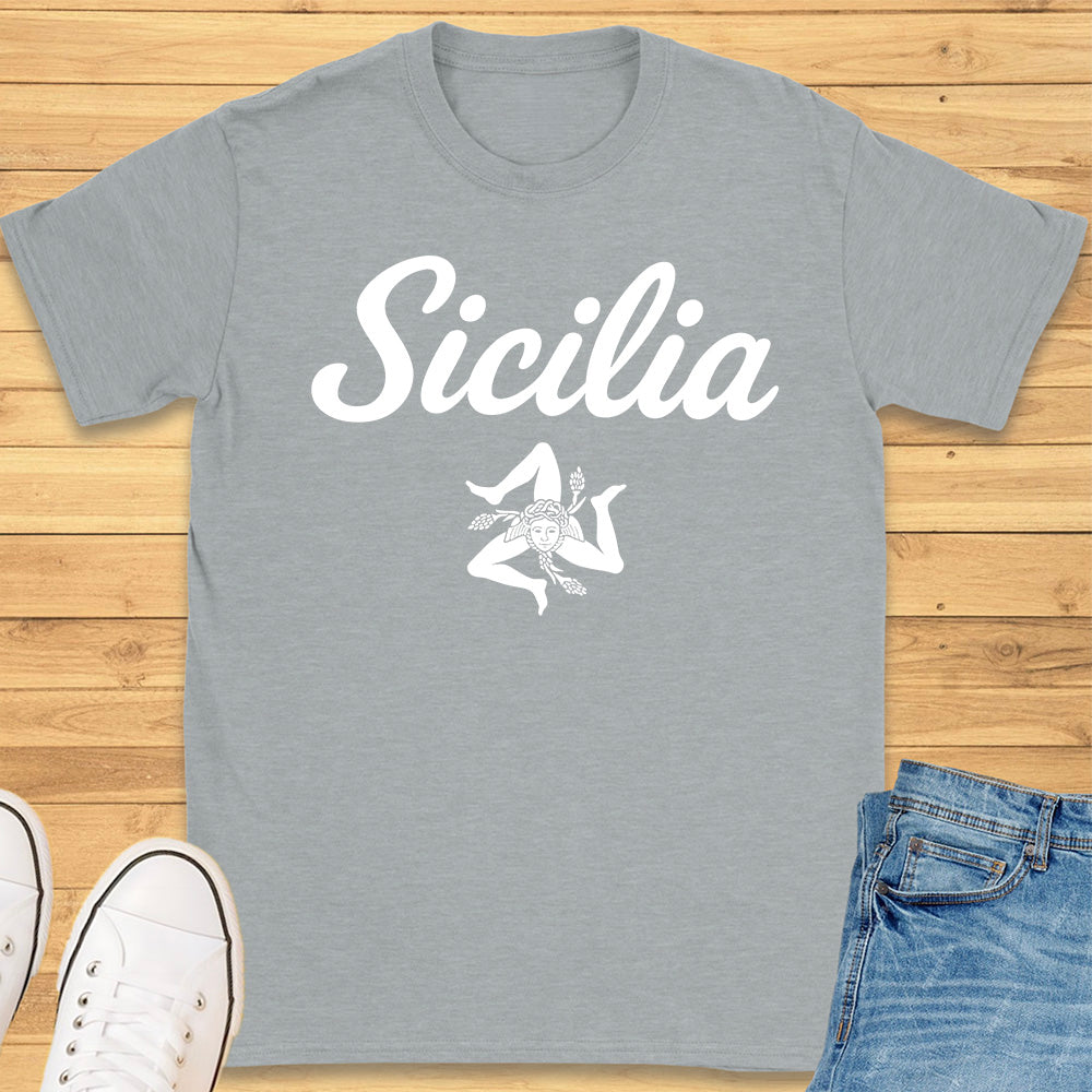 Sicilia Cursive Trinacria T-Shirt