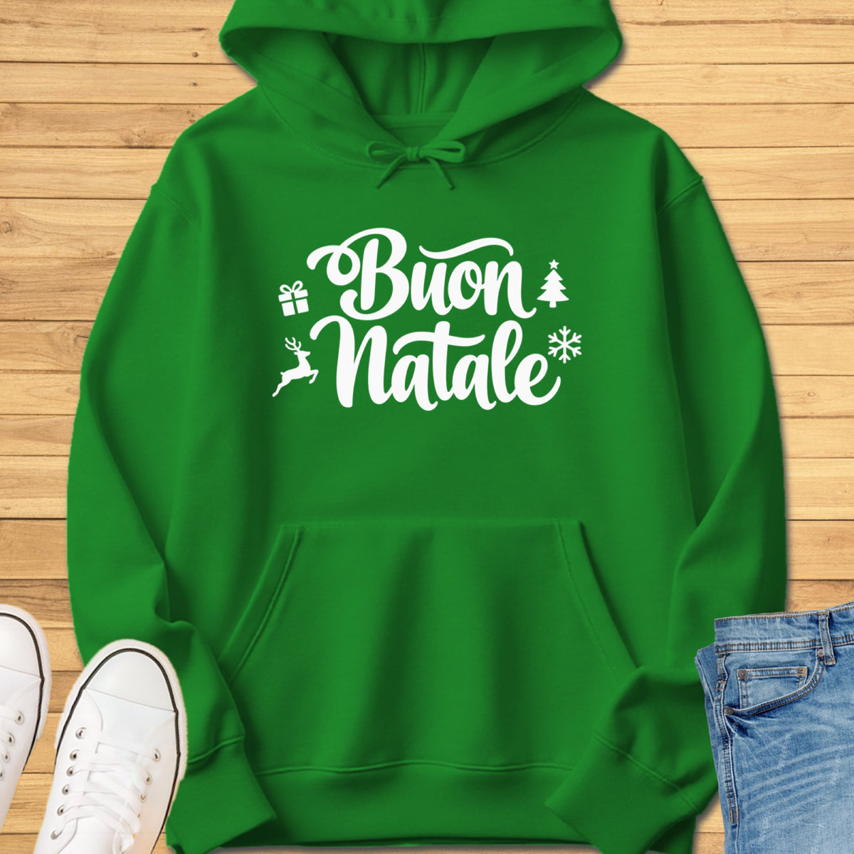 Buon Natale Cursive Hoodie - Irish Green