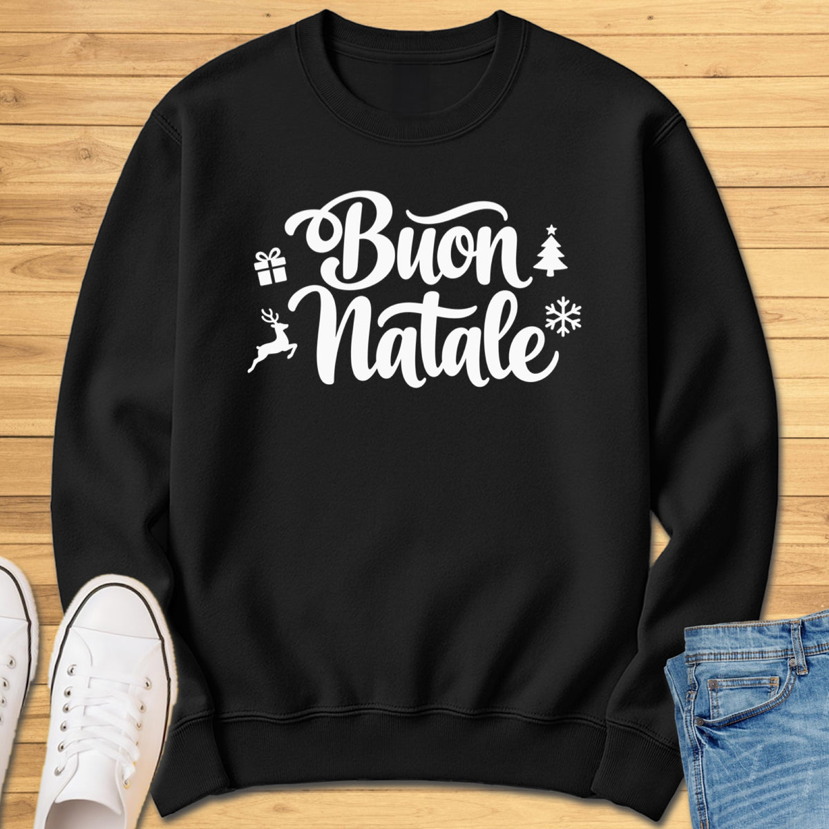 Buon Natale Cursive Sweatshirt - Black