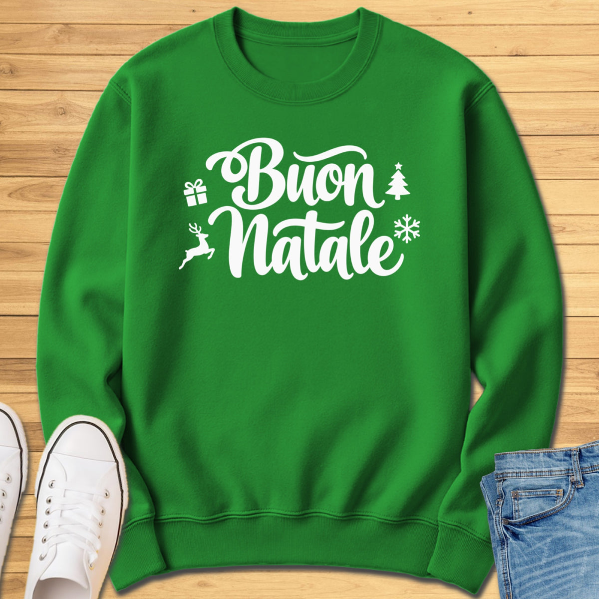 Buon Natale Cursive Sweatshirt - Irish Green