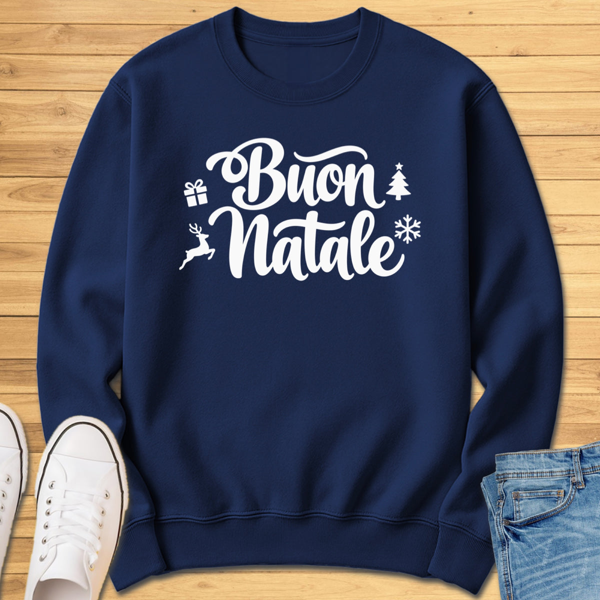 Buon Natale Cursive Sweatshirt - Navy