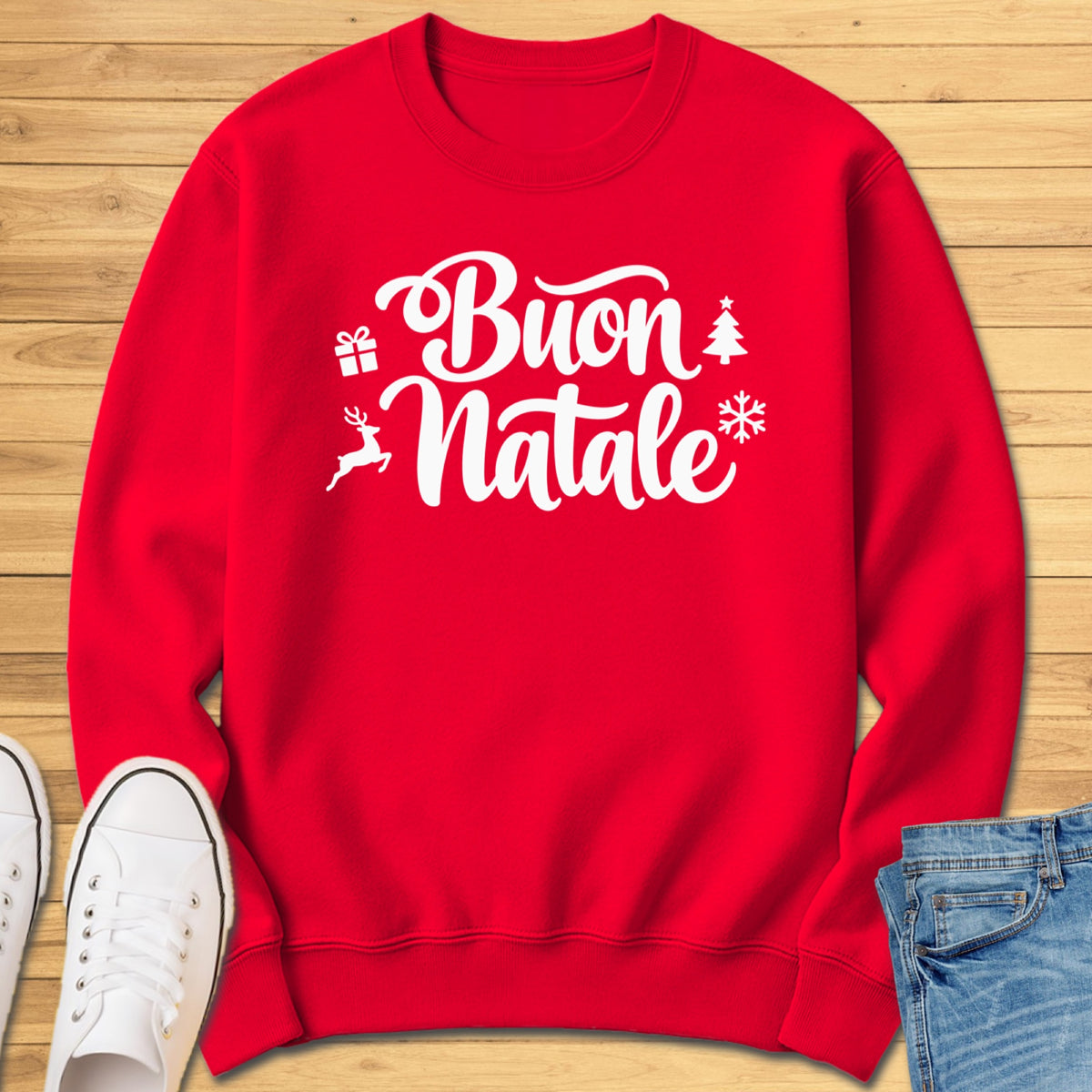 Buon Natale Cursive Sweatshirt - Red