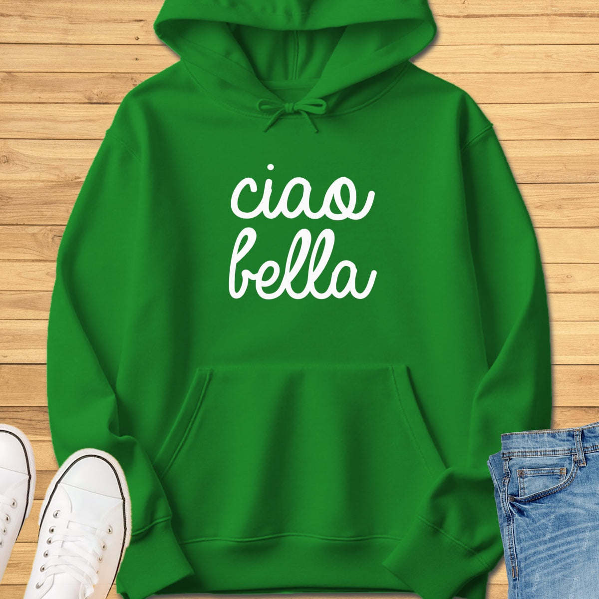 Ciao Bella Cursive Hoodie - Irish Green