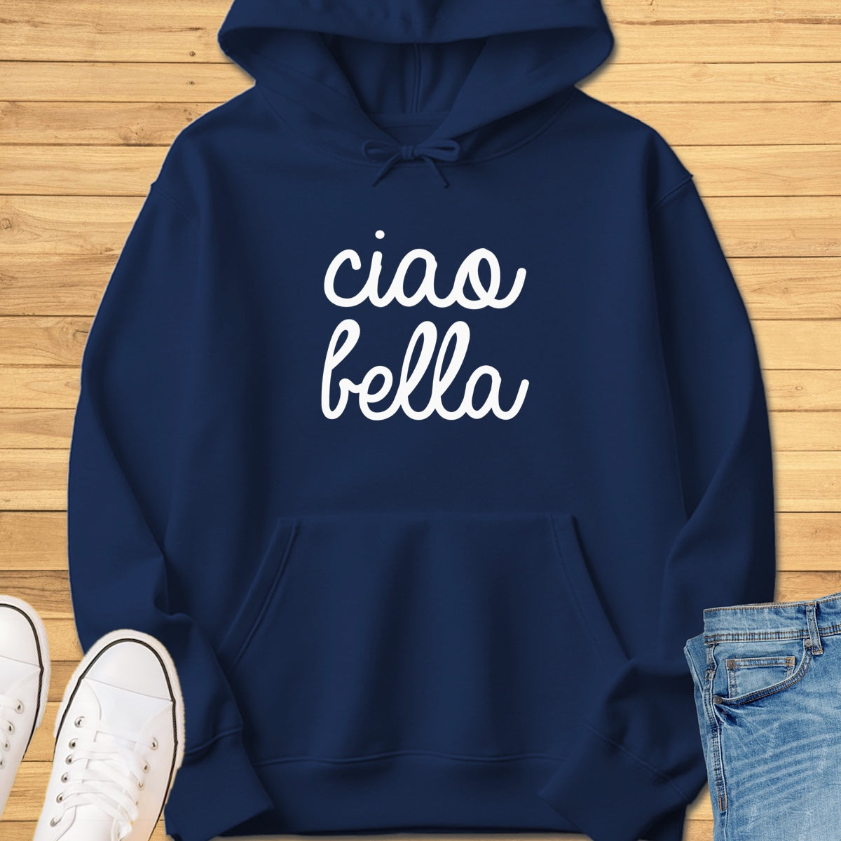 Ciao Bella Cursive Hoodie - Navy