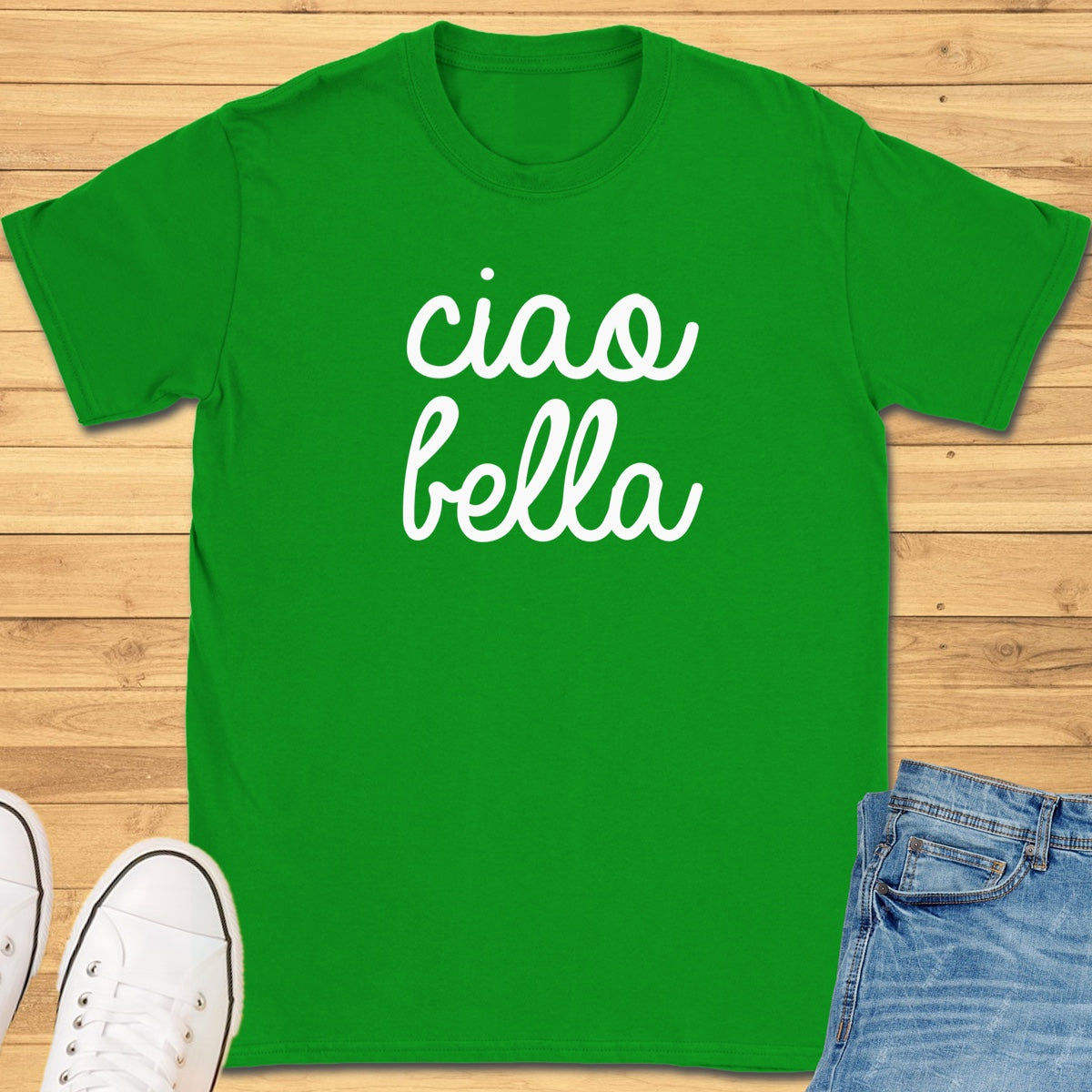 Ciao Bella Cursive T-Shirt - Irish Green