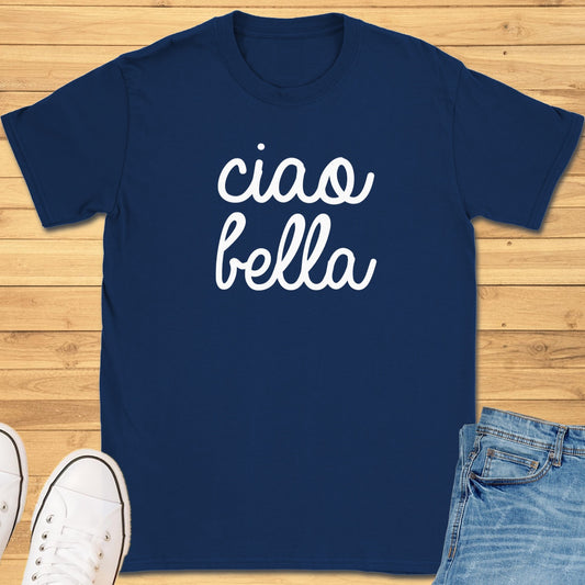 Ciao Bella Cursive T-Shirt - Navy