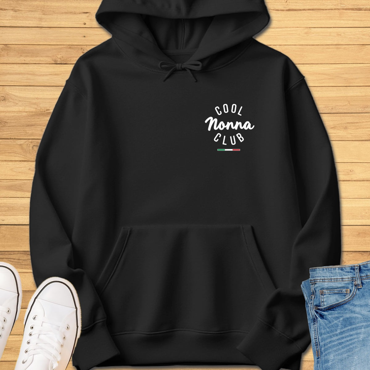 Cool Nonna Club Chest Hoodie - Black