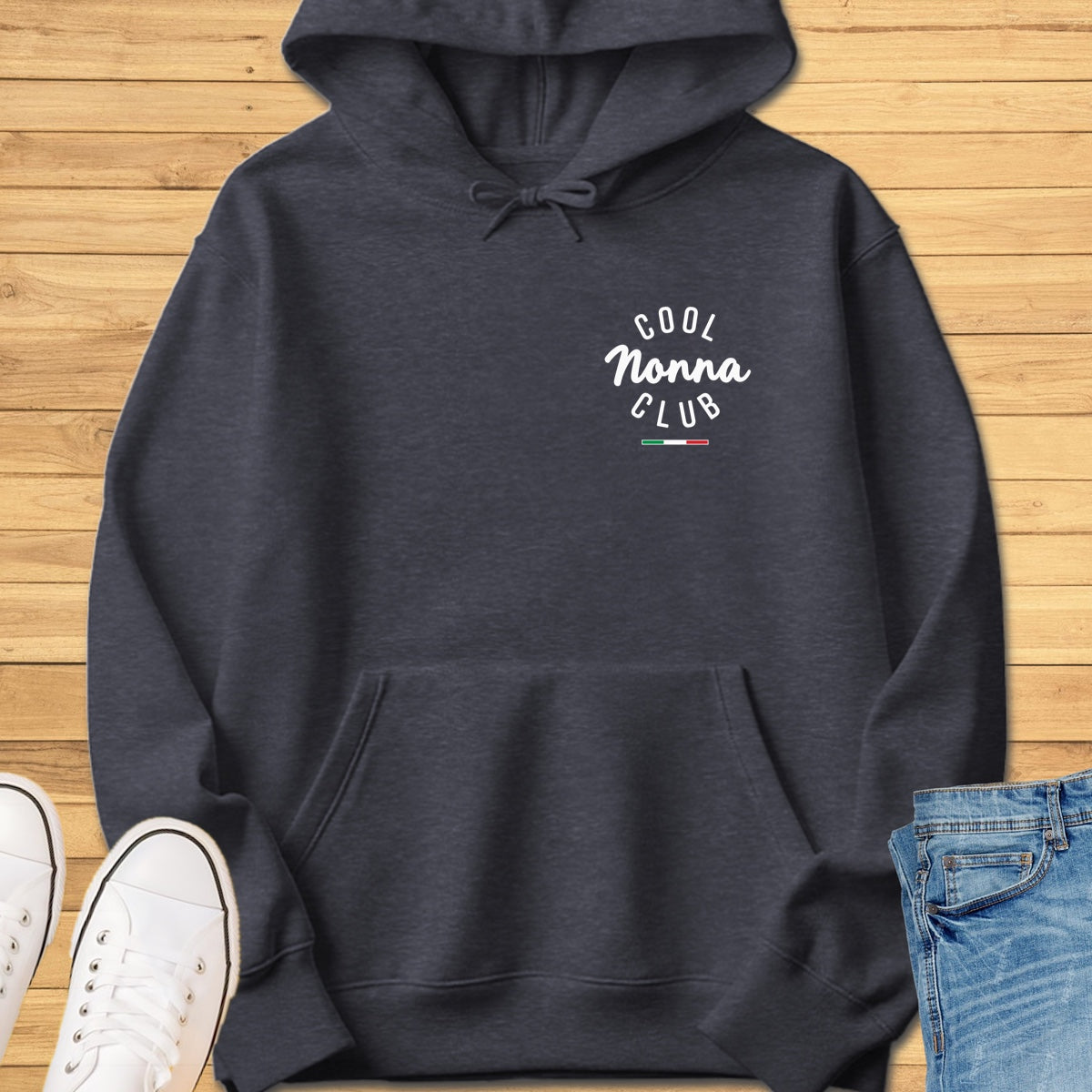 Cool Nonna Club Chest Hoodie - Dark Heather