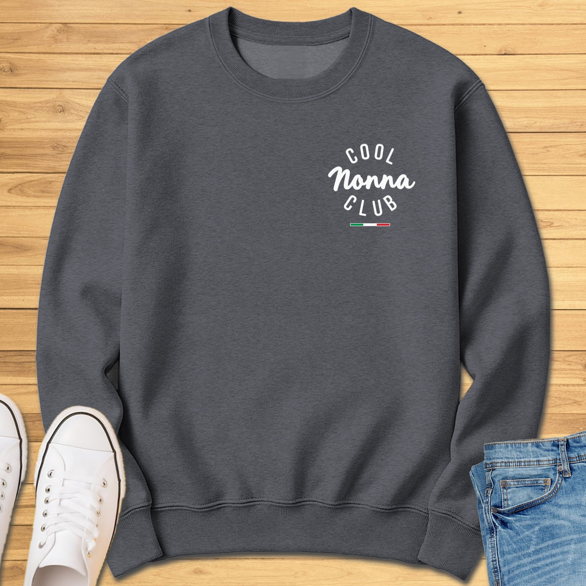 Cool Nonna Club Chest Sweatshirt - Dark Heather