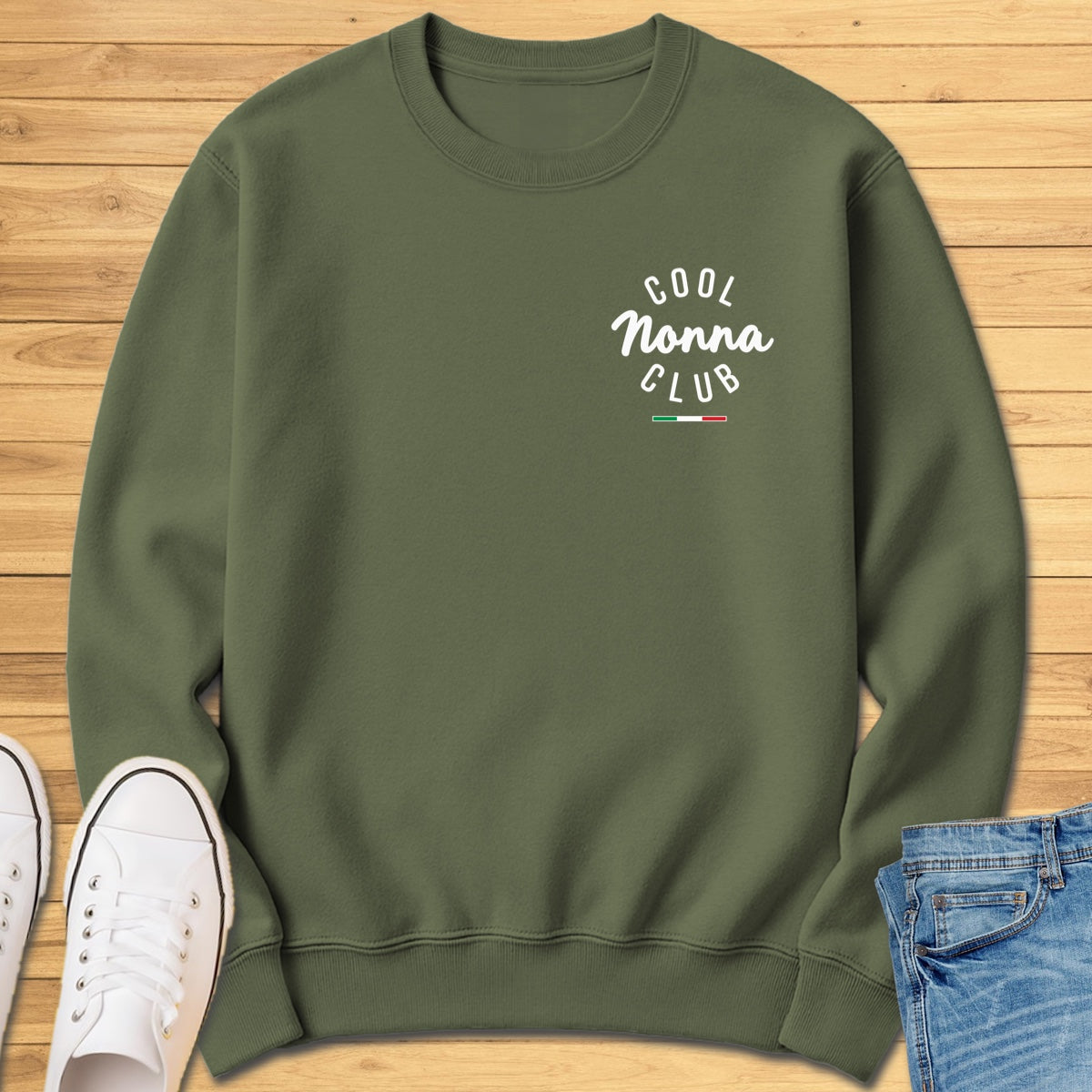Cool Nonna Club Chest Sweatshirt - Military Green