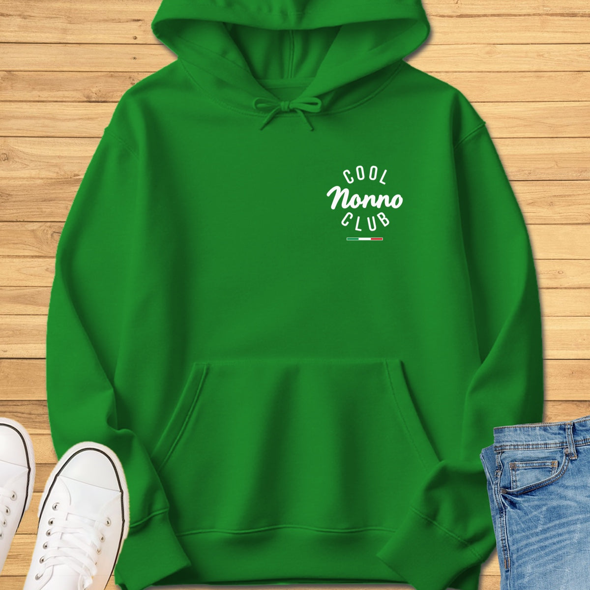 Cool Nonno Club Chest Hoodie - Irish Green