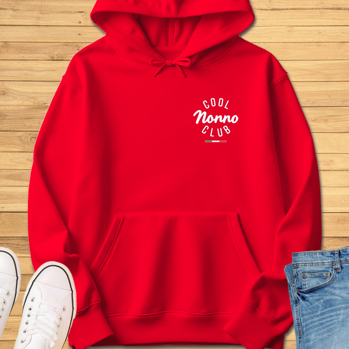 Cool Nonno Club Chest Hoodie - Red