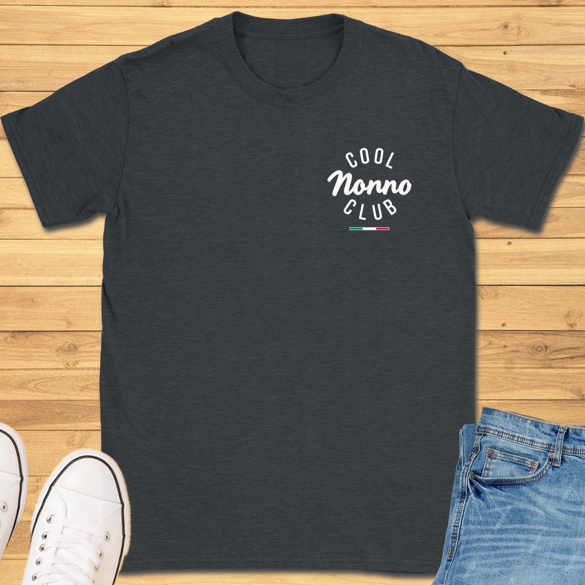 Cool Nonno Club Chest T-Shirt - Dark Heather