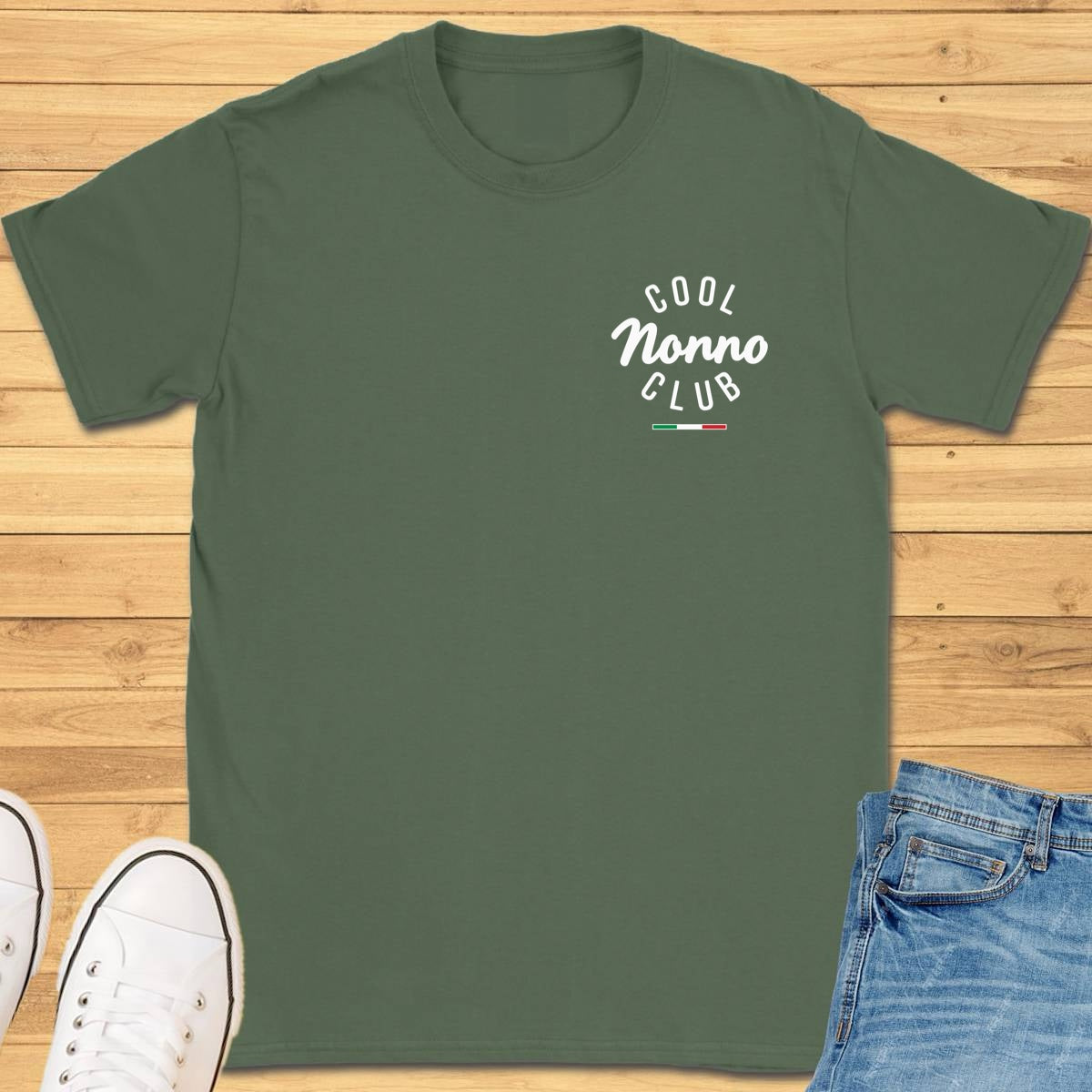 Cool Nonno Club Chest T-Shirt - Military Green
