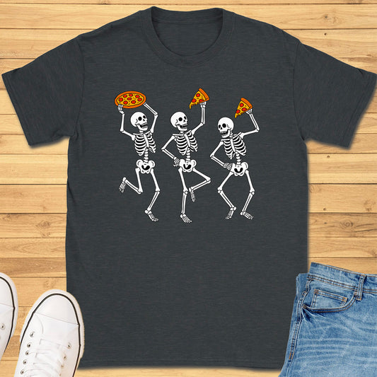 Dancing Skeletons Eating Pizza T-Shirt