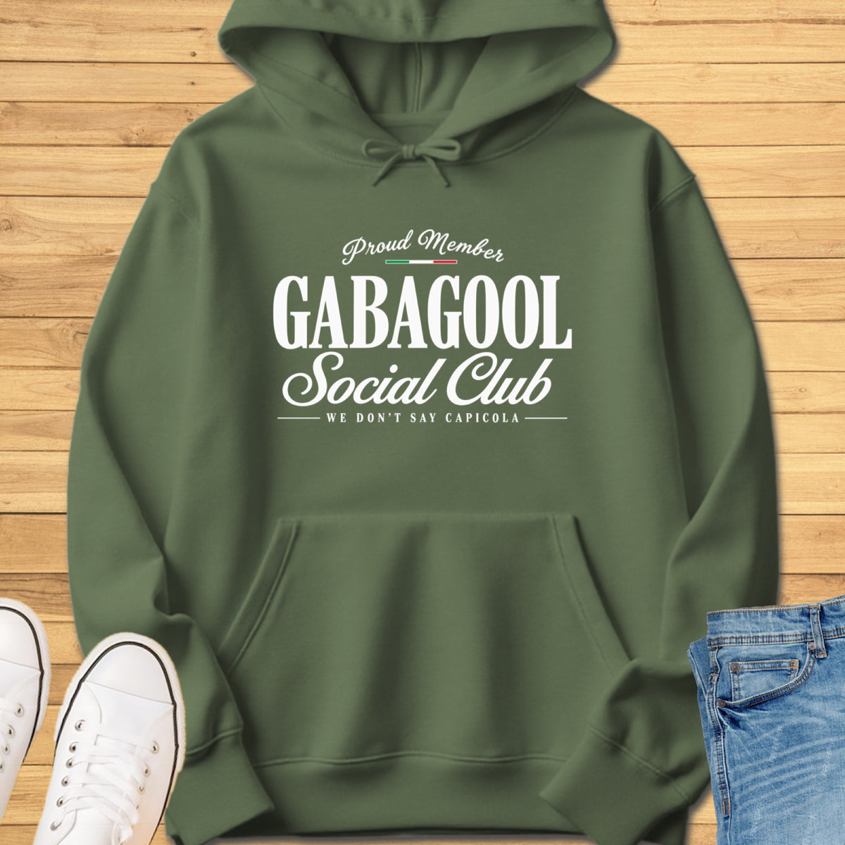 Gabagool Social Club Hoodie - Military Green