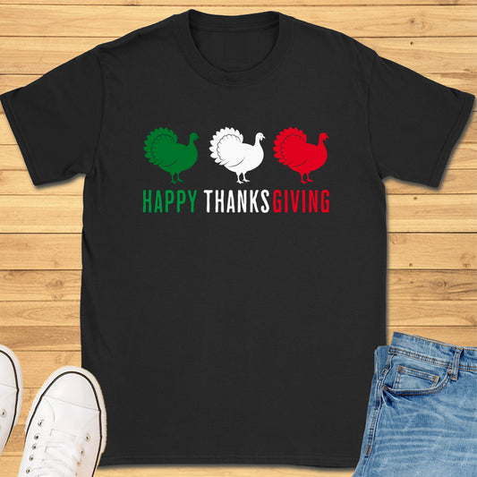 Happy Thanksgiving Tricolore Turkeys T-Shirt