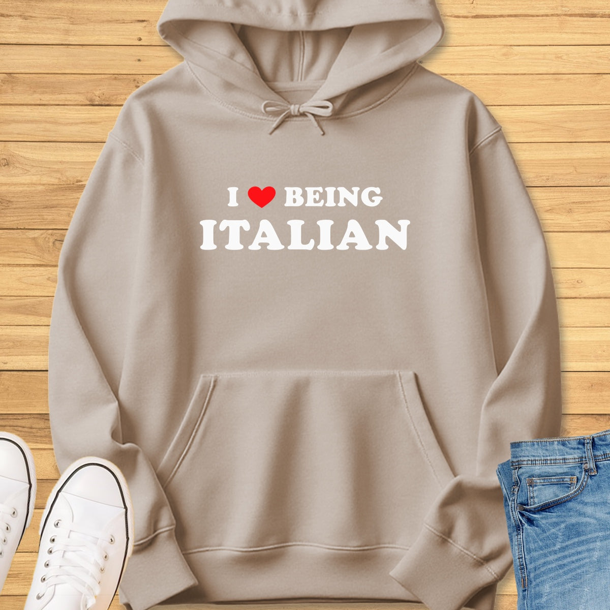 I Love Being Italian Hoodie - Sand