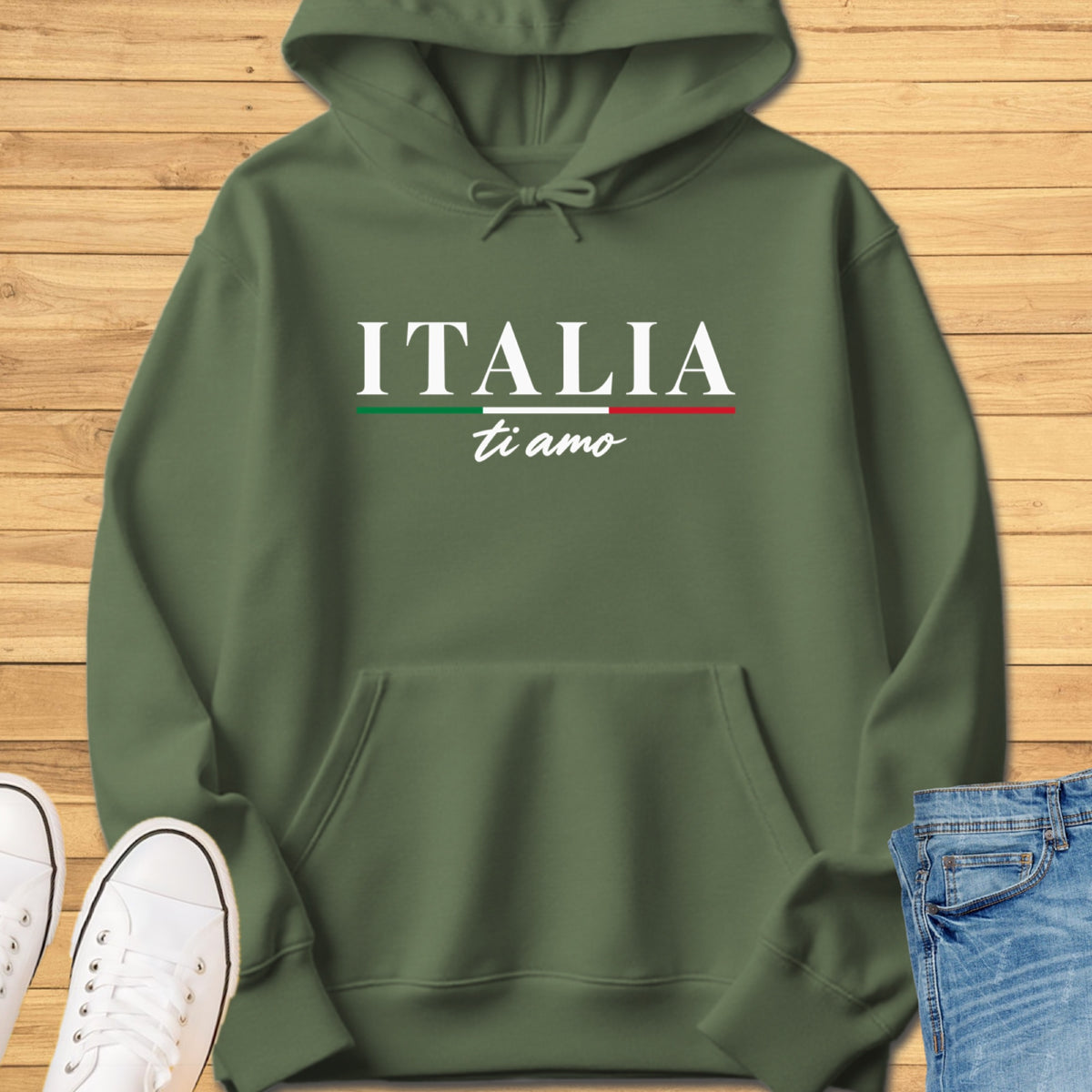 Italia Ti Amo Hoodie - Military Green