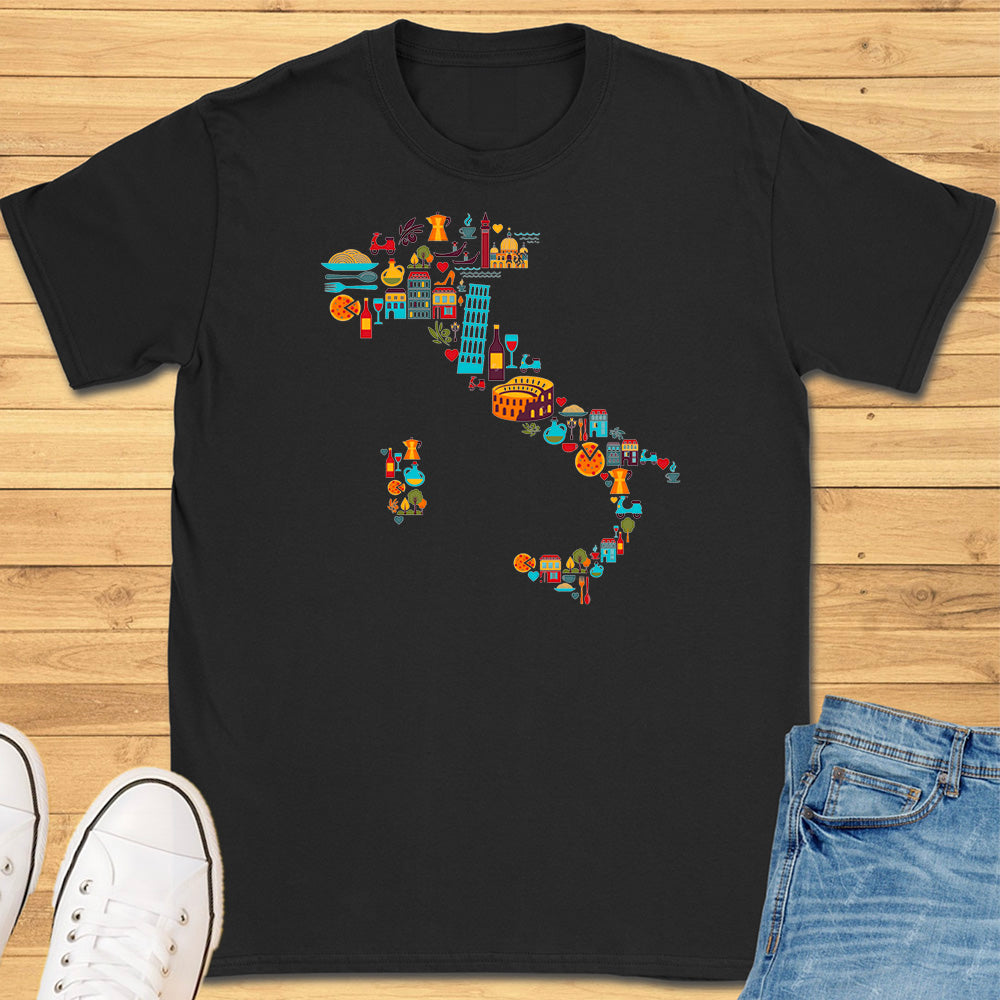 Italy Icons Map T-Shirt