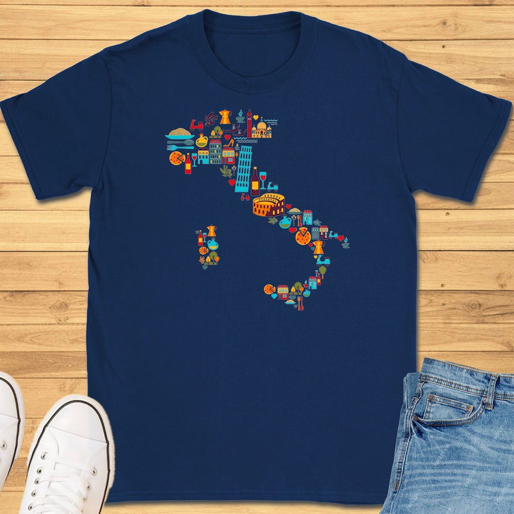 Italy Icons Map T-Shirt