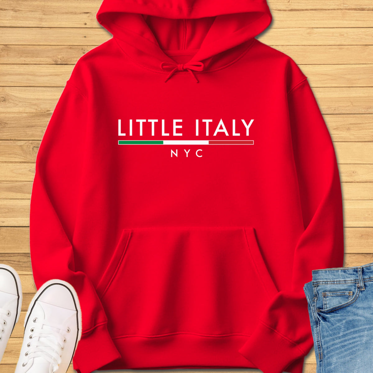 Little Italy NYC Minimalist Hoodie - Red