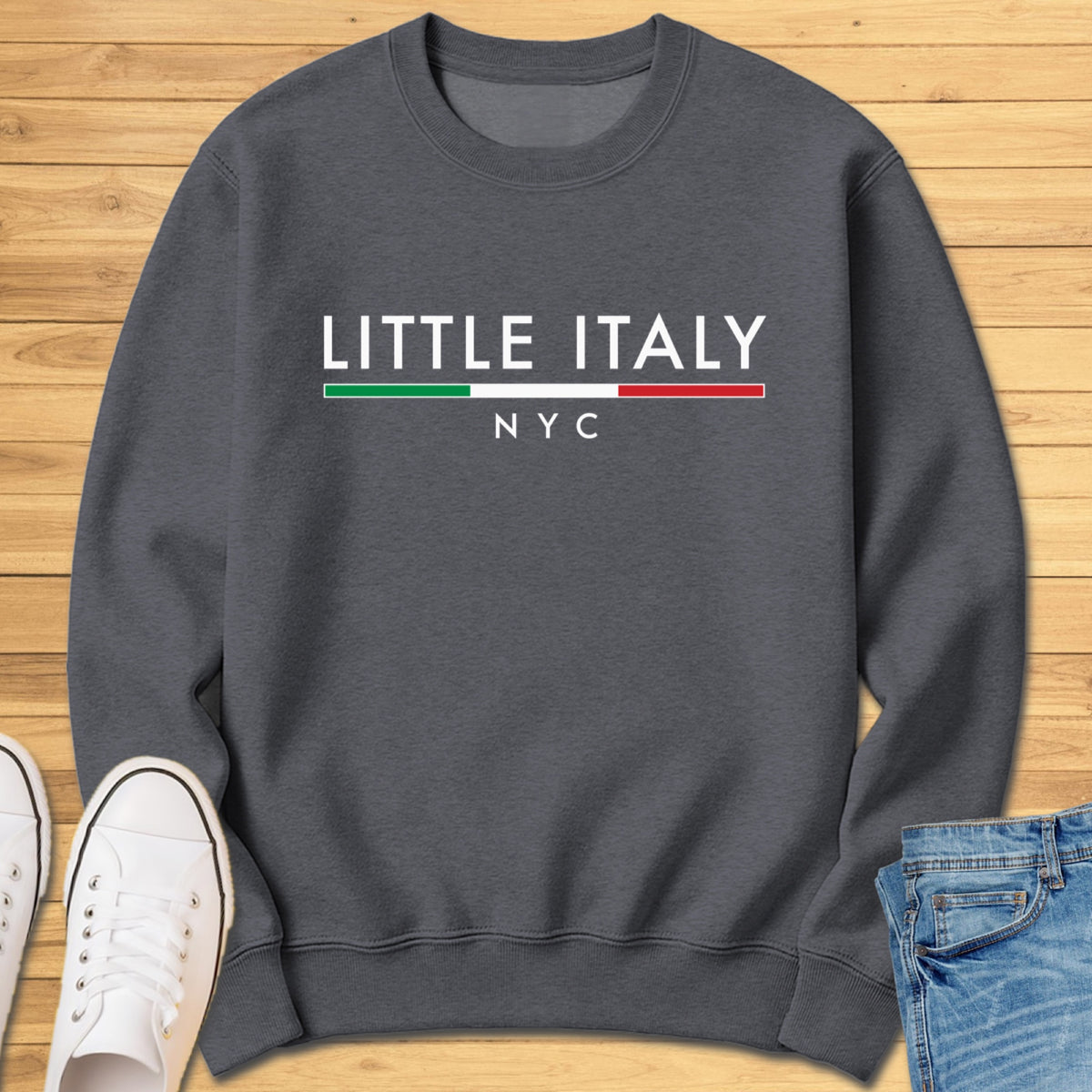 Little Italy NYC Minimalist Sweatshirt - Dark Heather