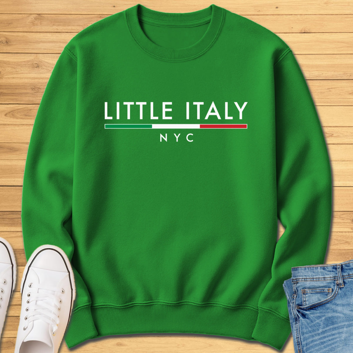 Little Italy NYC Minimalist Sweatshirt - Irish Green