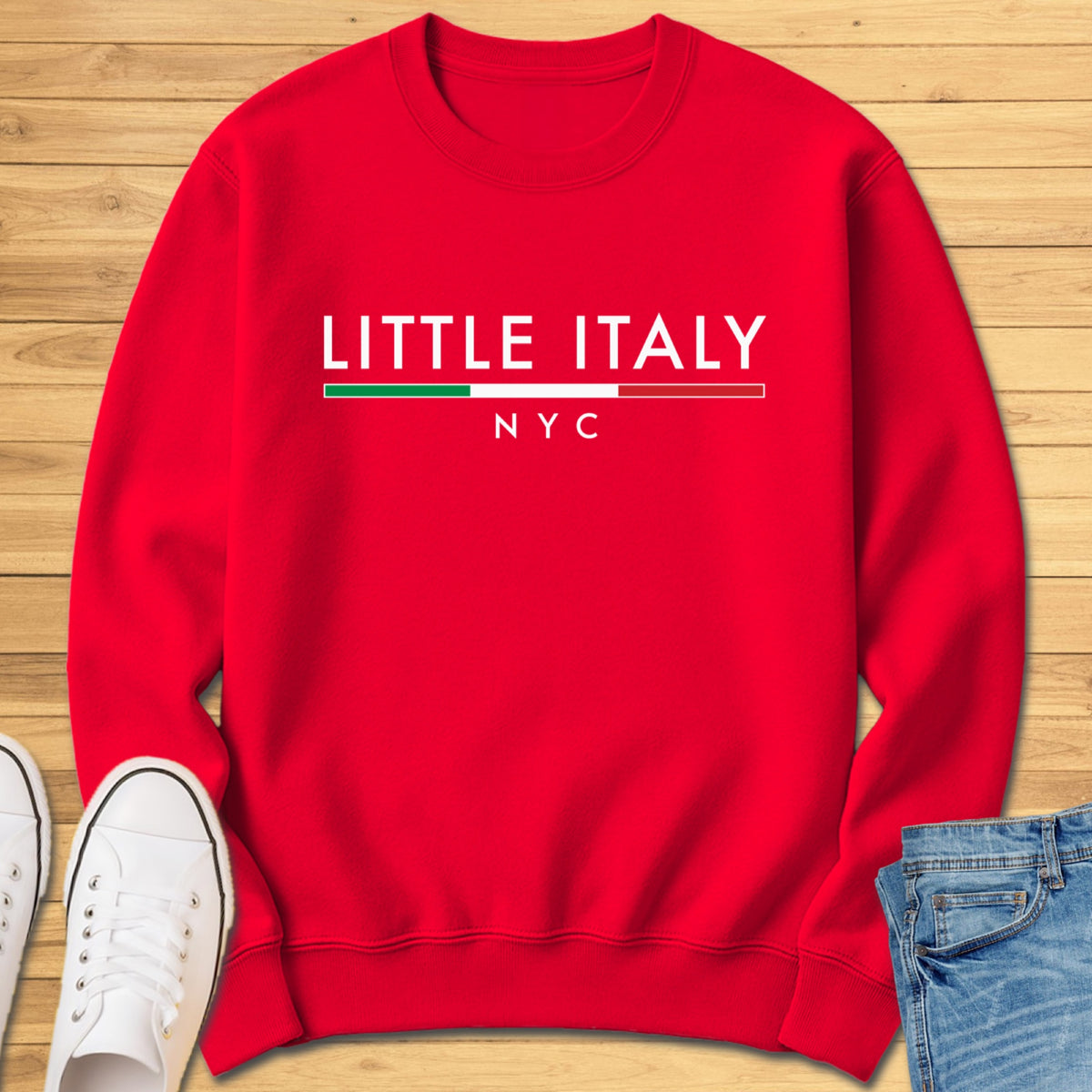 Little Italy NYC Minimalist Sweatshirt - Red
