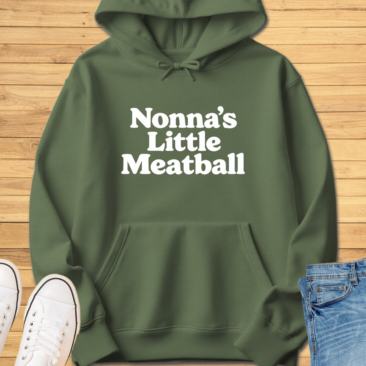 Nonna's Little Meatball Hoodie - Military Green