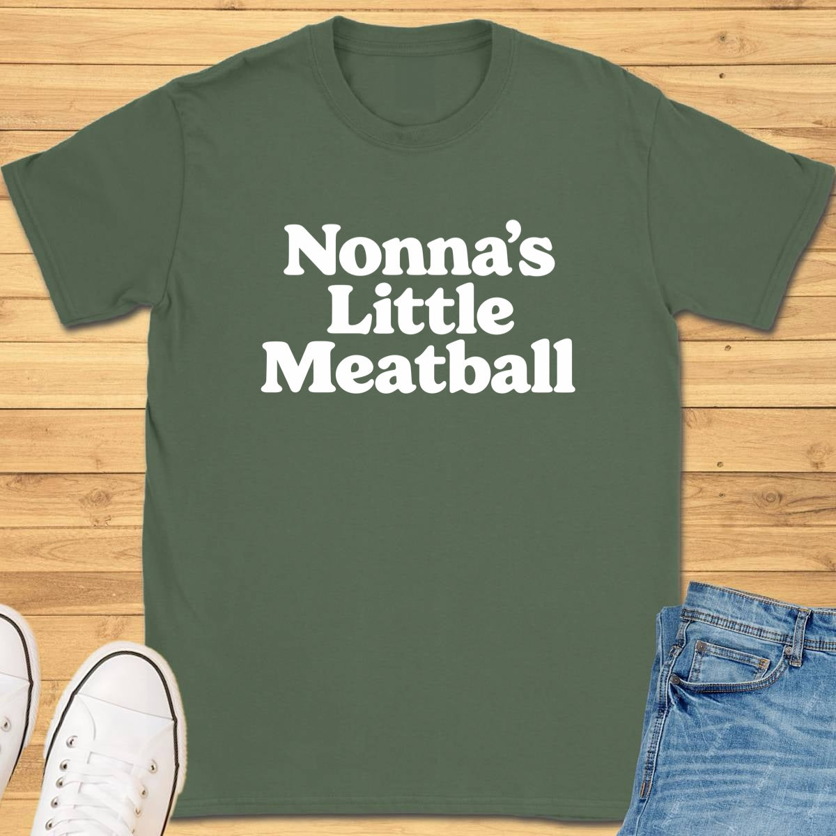 Nonna's Little Meatball T-Shirt - Military Green