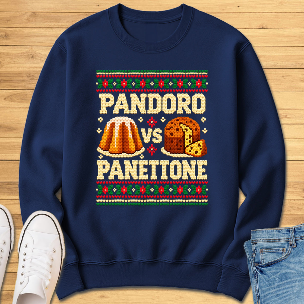 Pandoro vs Panettone Ugly XMAS Sweatshirt - Navy