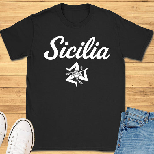 Sicilia Cursive Trinacria T-Shirt