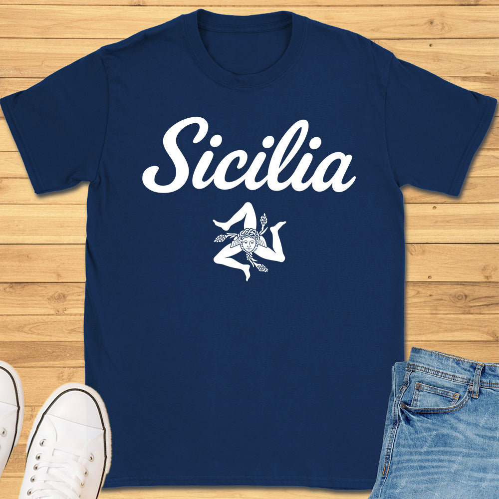 Sicilia Cursive Trinacria T-Shirt