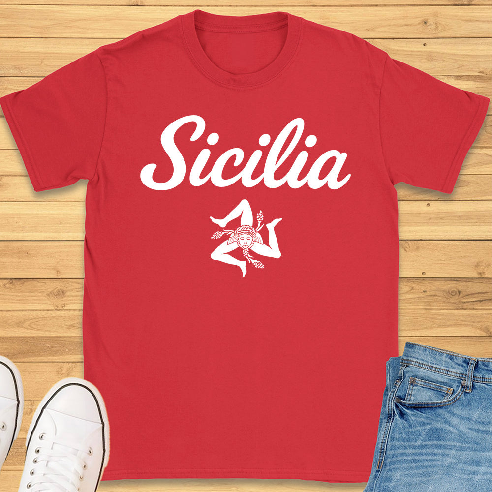 Sicilia Cursive Trinacria T-Shirt