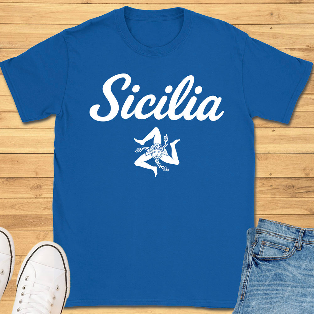 Sicilia Cursive Trinacria T-Shirt