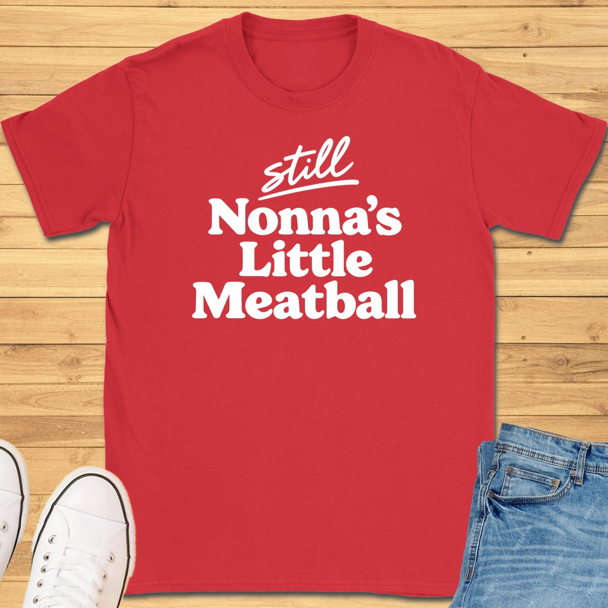 Still Nonna's Little Meatball T-Shirt - Red
