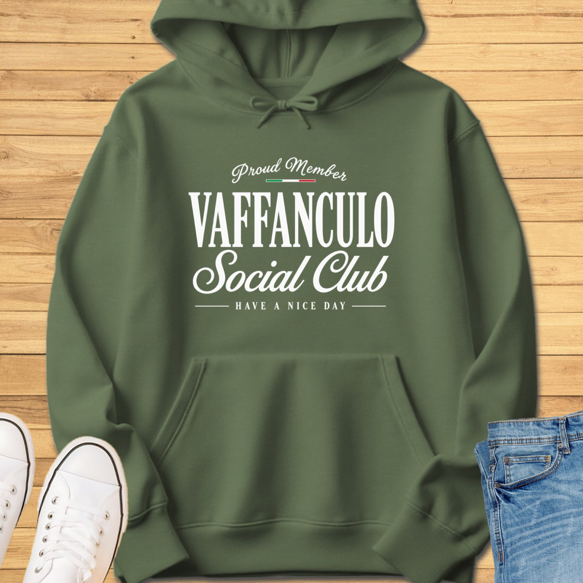 Vaffanculo Social Club Hoodie - Military Green